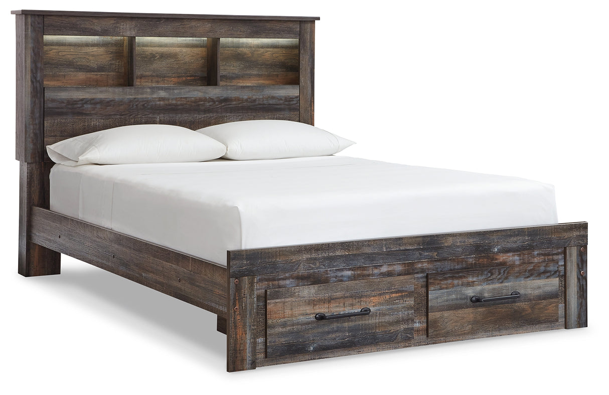 Drystan Queen Bookcase Bed with 2 Storage Drawers