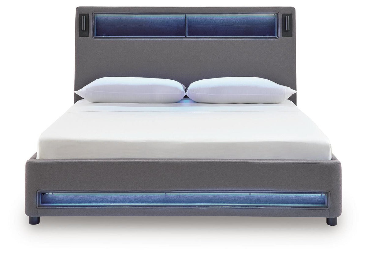 Finigale Queen Upholstered Bed with Wireless Audio