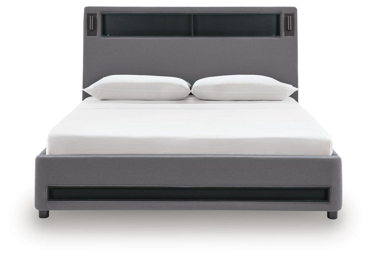 Finigale Queen Upholstered Bed with Wireless Audio