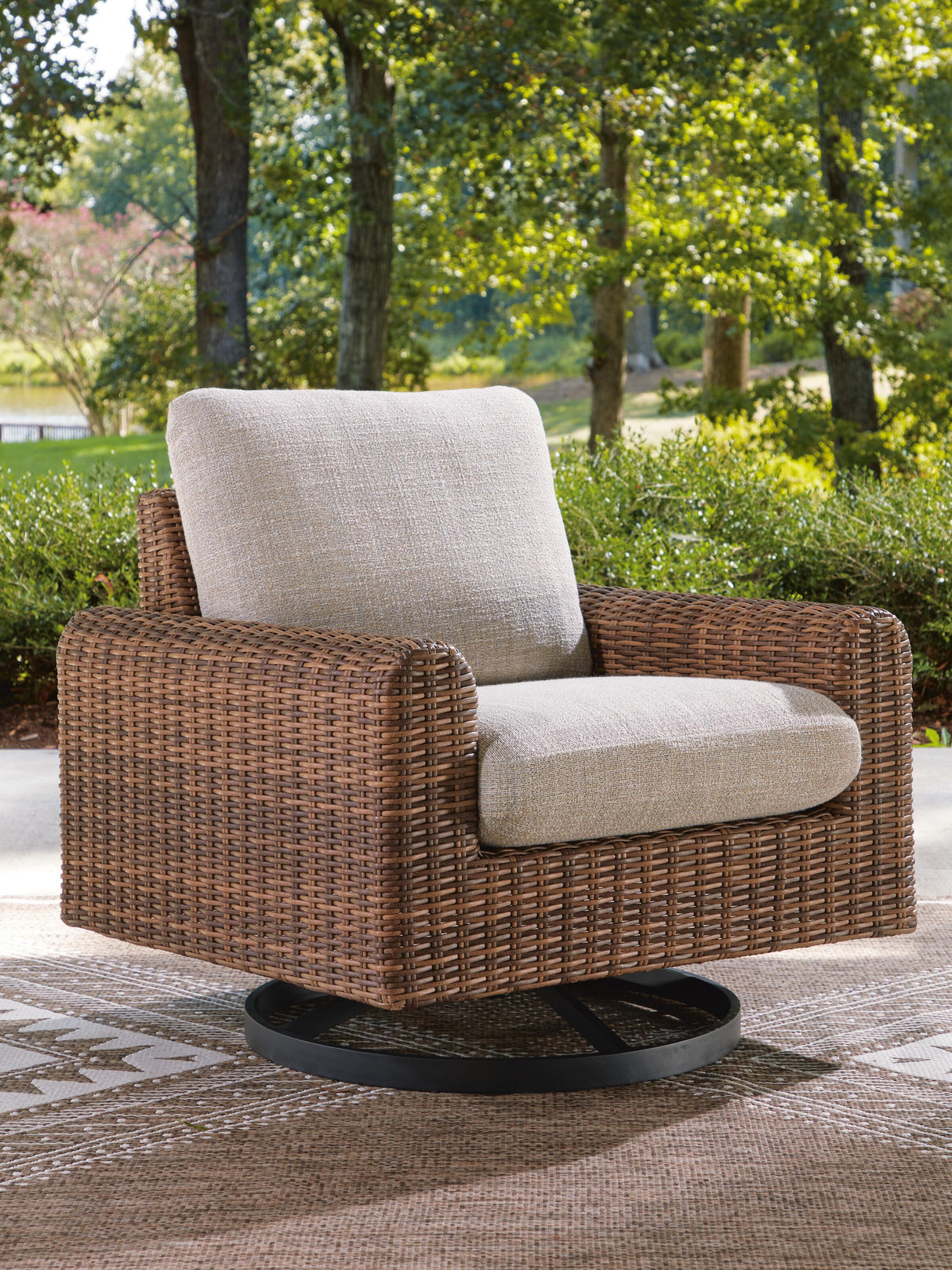 Dolan Creek Outdoor Swivel Lounge Chair with Cushion