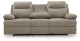 Side-Swipe Reclining Sofa with Drop Down Table
