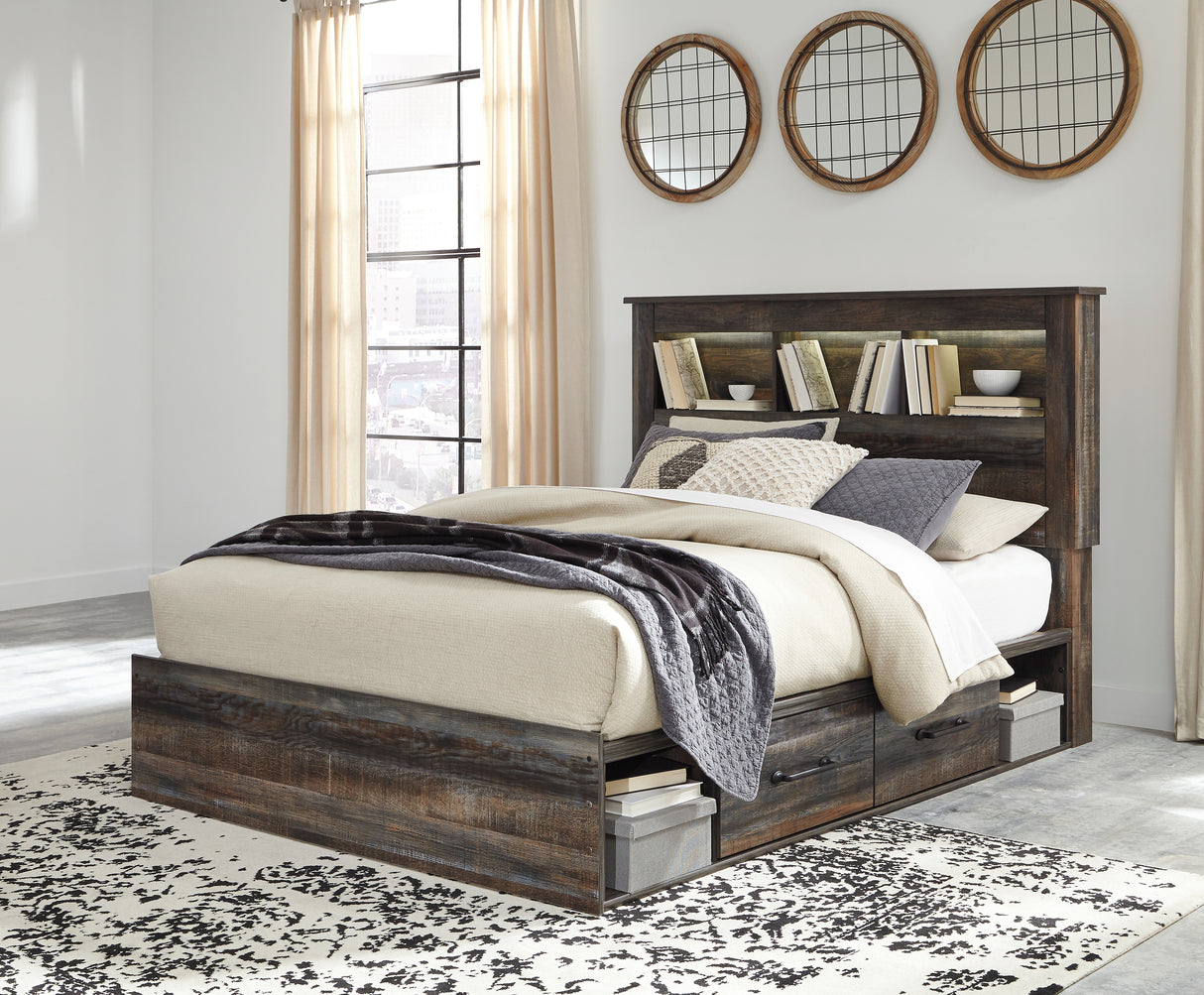 Drystan Queen Bookcase Bed with 2 Storage Drawers