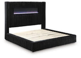 Tayleena Queen Upholstered Bed with Fireplace and Wireless Audio