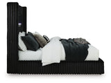 Tayleena Queen Upholstered Bed with Fireplace and Wireless Audio