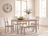 Harperfeld Dining Table and 4 Chairs and Bench (Set of 6)