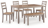 Harperfeld Dining Table and 4 Chairs and Bench (Set of 6)