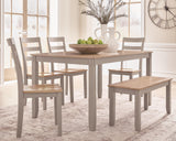 Harperfeld Dining Table and 4 Chairs and Bench (Set of 6)