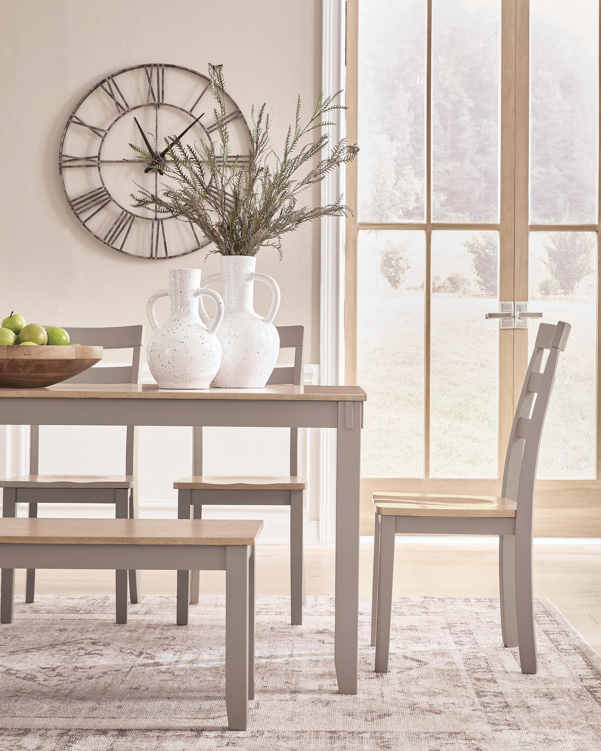 Harperfeld Dining Table and 4 Chairs and Bench (Set of 6)