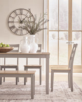 Harperfeld Dining Table and 4 Chairs and Bench (Set of 6)