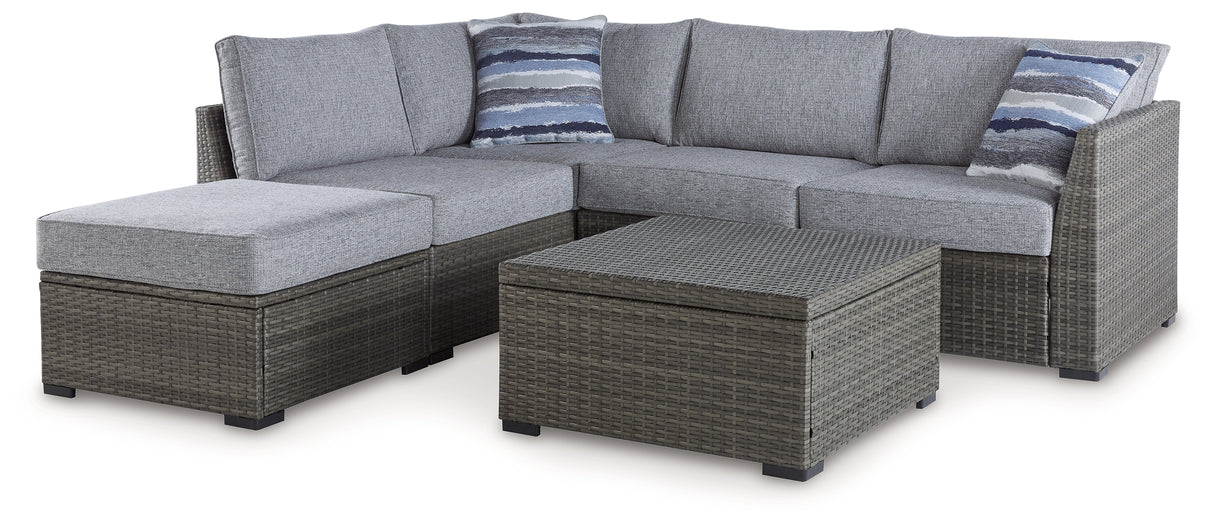 Petal Road Outdoor Loveseat Sectional/Ottoman/Table Set (Set of 4)