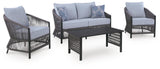 Bridges Beach Outdoor Love/Chairs/Table Set (Set of 4)