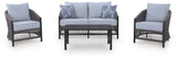Bridges Beach Outdoor Love/Chairs/Table Set (Set of 4)