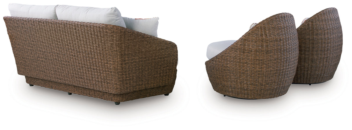 Double Point Outdoor Loveseat/2 Swivel Chairs (Set of 3)