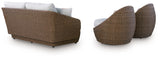 Double Point Outdoor Loveseat/2 Swivel Chairs (Set of 3)