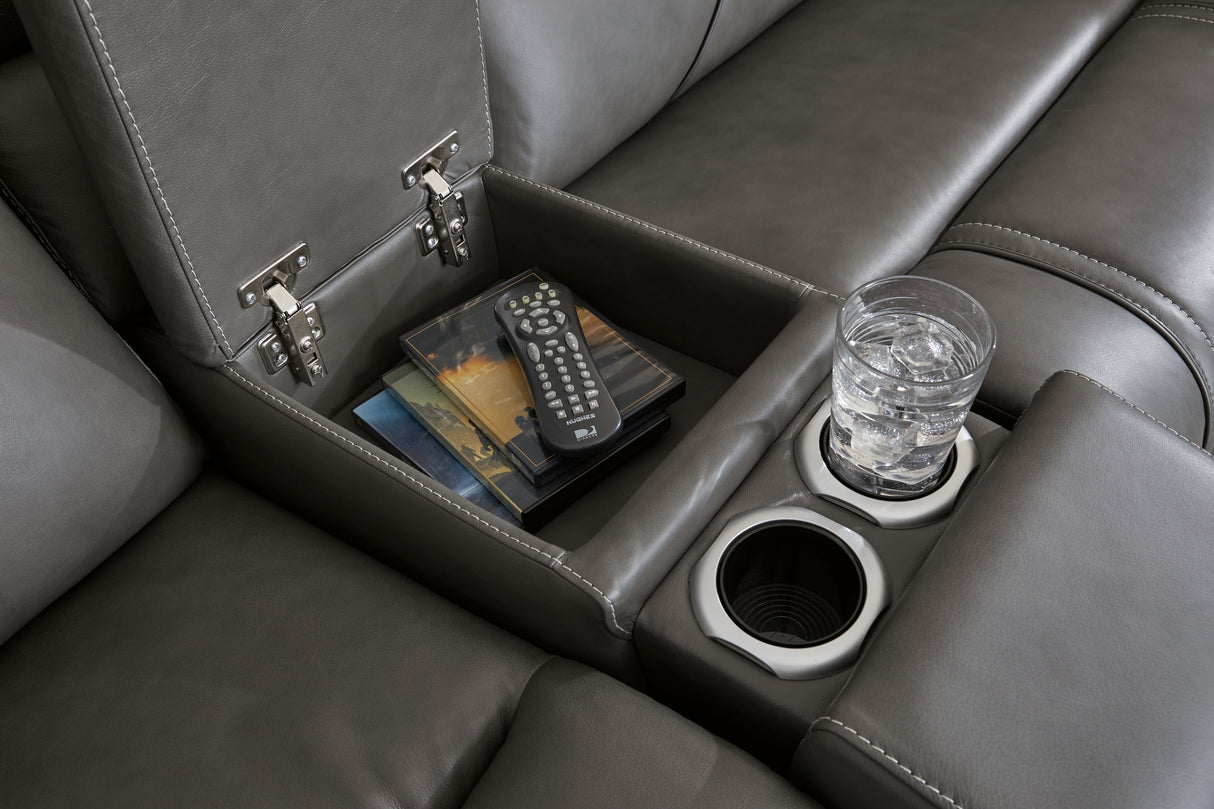 5Z - Pittson 3-Piece Power Reclining Sectional Loveseat with Console