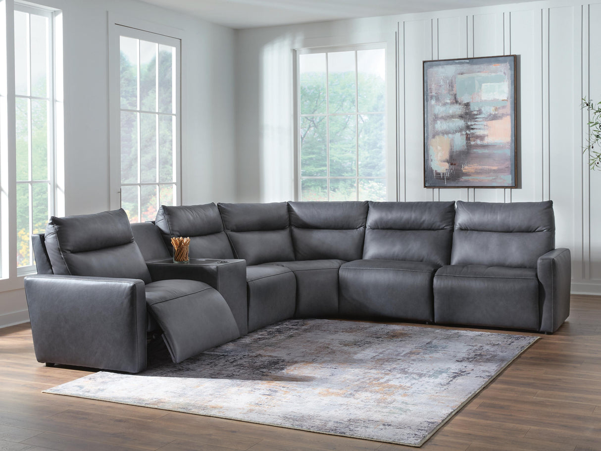 ModZ 6-Piece Power Reclining Sectional with Audio Console