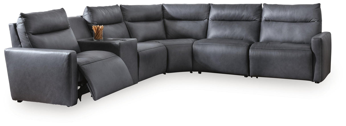ModZ 6-Piece Power Reclining Sectional with Audio Console