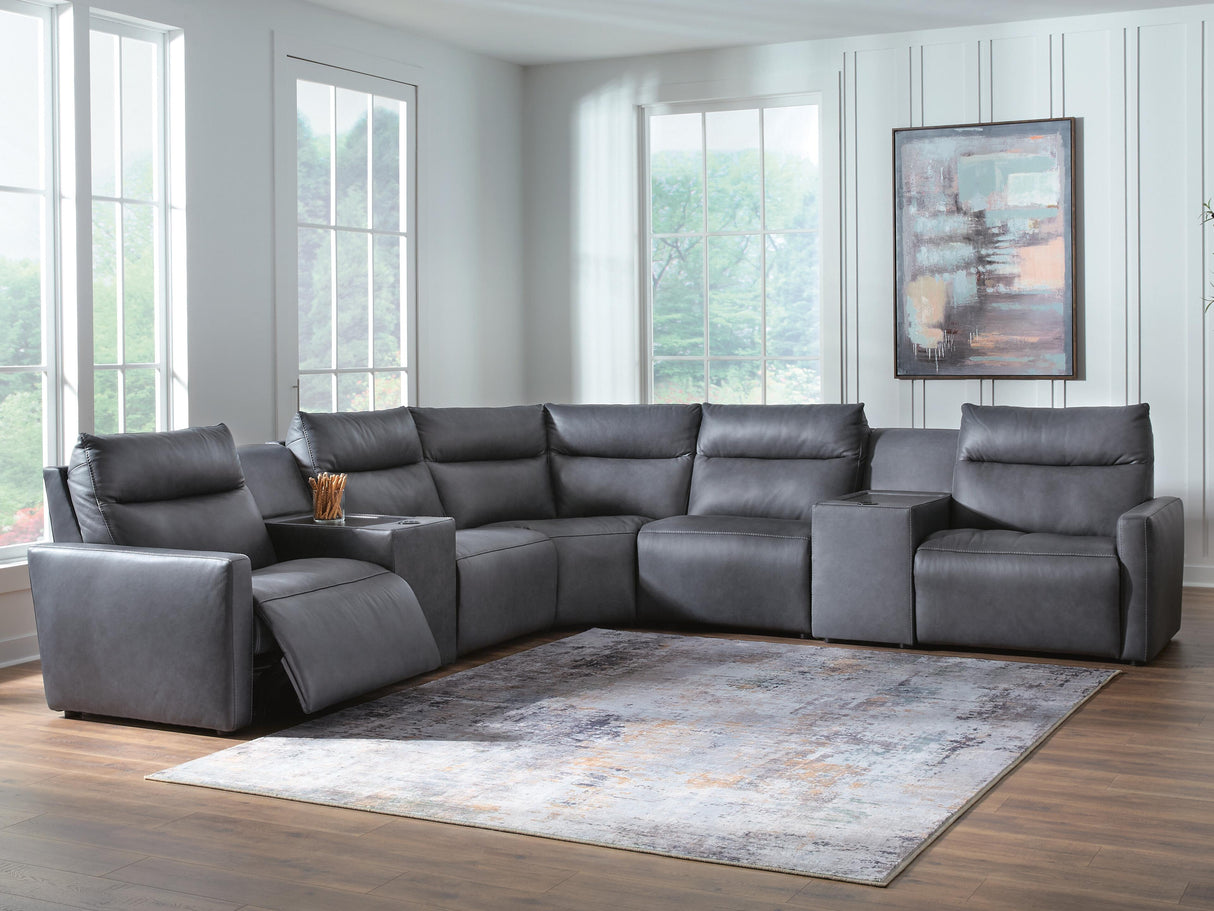 ModZ 7-Piece Power Reclining Sectional with Audio Consoles